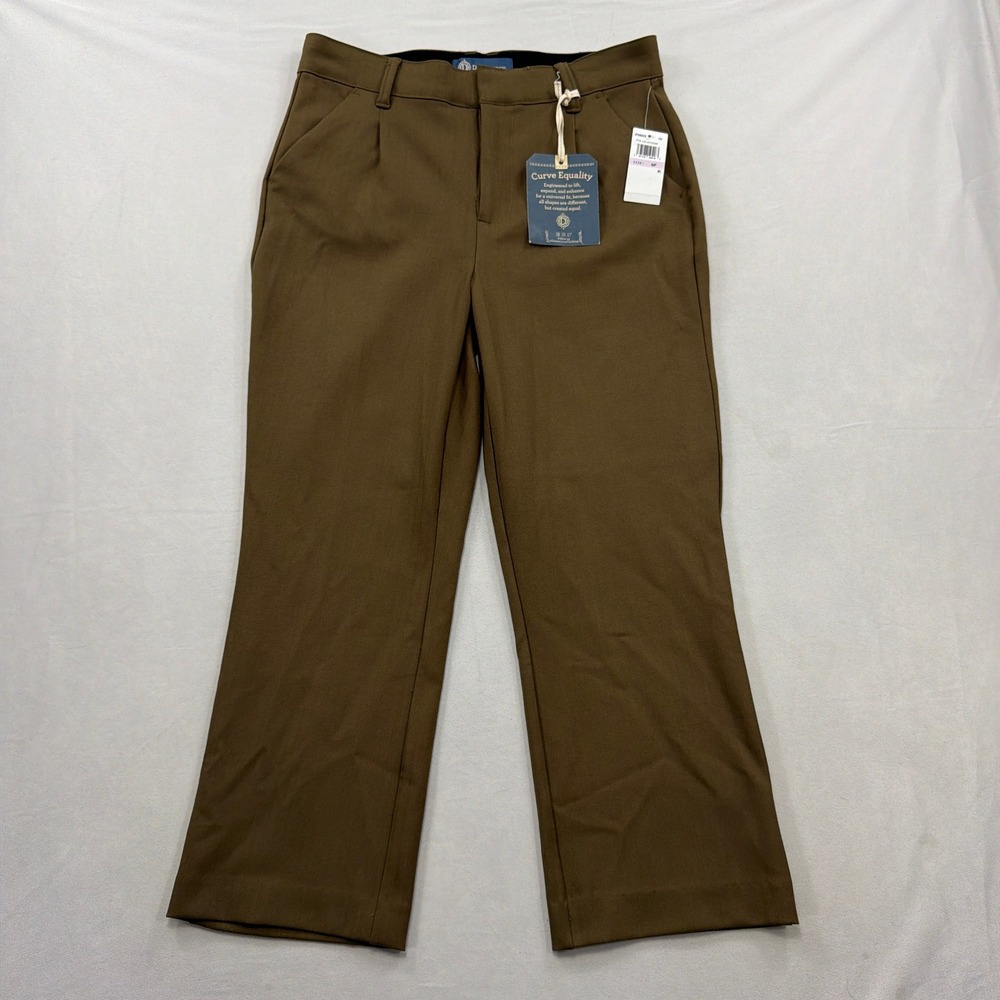Democracy Pants Absolution Skyrise Wide Leg Herringbone Brown Women‎ Size 6P NWT